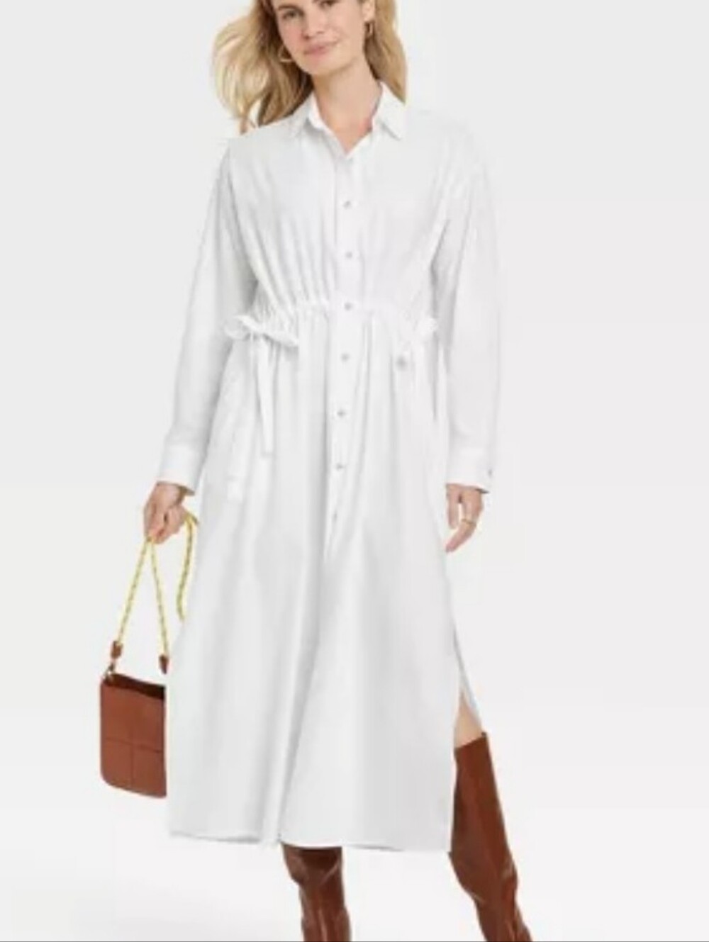 Long Sleeve Cinch Waist Maxi Shirtdress - Picture 5 of 14